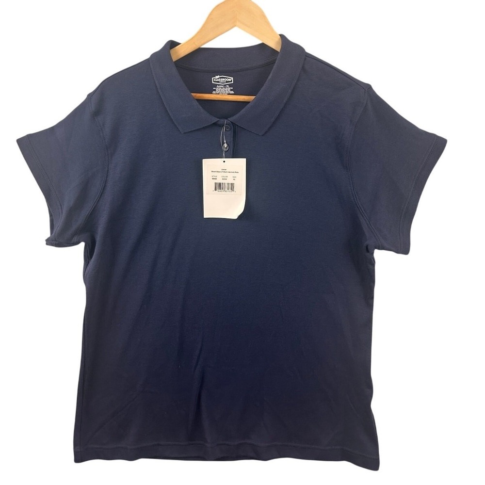 Classroom Uniforms‎ Navy Blue Short Sleeve Fitted Interlock Polo Junior XL 58584